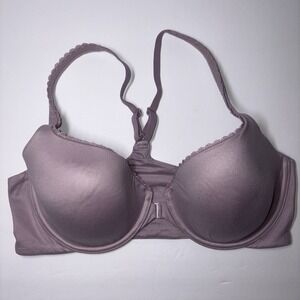 Victoria's Secret 36D Body by Victoria Racerback Demi Bra Purple Front Closure